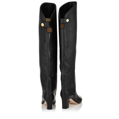 Shop Jimmy Choo Minerva 65 Black Smooth Leather Pull On Boots