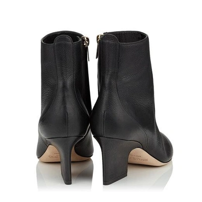 Shop Jimmy Choo Autumn 65 Black Grainy Leather Round Toe Booties