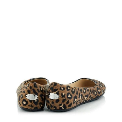 Shop Jimmy Choo Gaze Flat Hazelnut Leopard Print Pony Ballerina Flats With Black Patent Toe Cap Detail In Hazelnut Mix/black