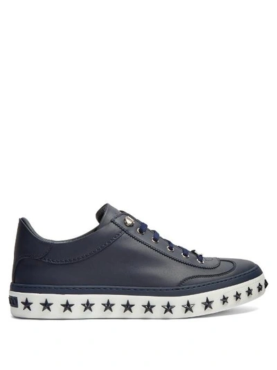 Jimmy Choo Ace Official Navy Low Top Trainers With White Star Studded ...
