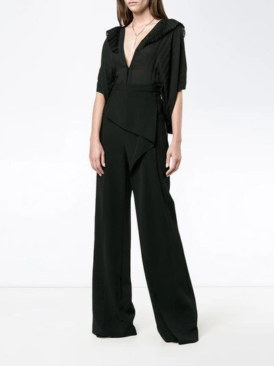 Shop Roland Mouret Caldwell Ruffle Wide Leg Trousers In Black