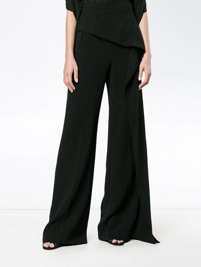 Shop Roland Mouret Caldwell Ruffle Wide Leg Trousers In Black