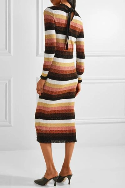 Fendi Striped Metallic Wool-blend Midi Dress | ModeSens