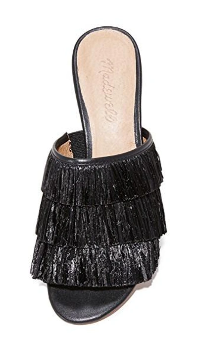 Shop Madewell Devon Fringe Sandals In True Black