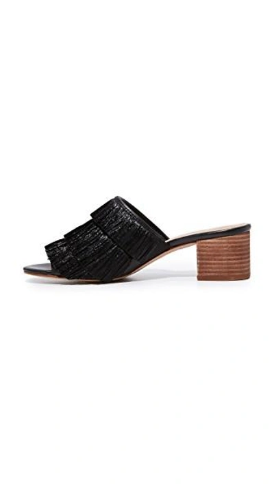 Shop Madewell Devon Fringe Sandals In True Black