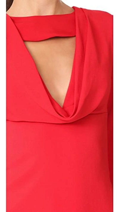 Shop Cushnie Et Ochs Pencil Dress With Cowl In Poppy