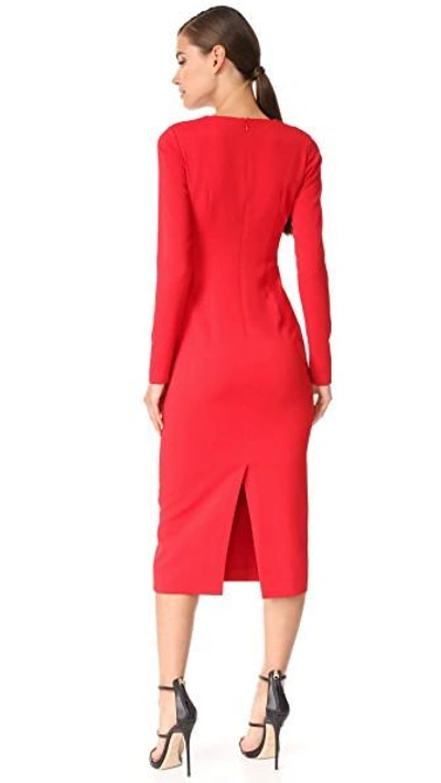 Shop Cushnie Et Ochs Pencil Dress With Cowl In Poppy