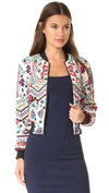 ALICE AND OLIVIA LONNIE EMBROIDERED CROPPED BOMBER JACKET