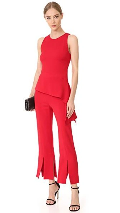 Shop Cushnie Et Ochs Sleeveless Top With Asymmetrical Seam In Poppy