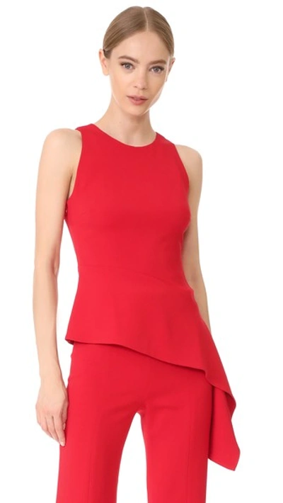 Cushnie Et Ochs Stretch-crepe Sleeveless Top With Asymmetric Hem, Red In Poppy