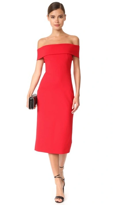 Cushnie Et Ochs Layla Off-the-shoulder Stretch-cady Dress In Poppy