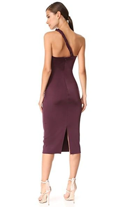 Shop Cushnie Et Ochs One Shoulder Dress With Twisted Strap In Currant