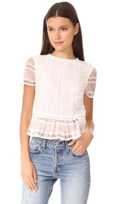 Endless Rose Organza Pleated Peplum Top In Off White