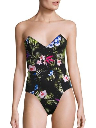 Shop Fleur Du Mal Tropical Strapless One-piece Swimsuit