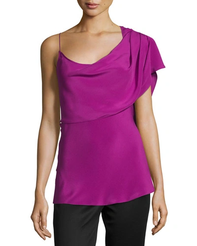 Cushnie Et Ochs One-shoulder Draped Tank Top, Orchid