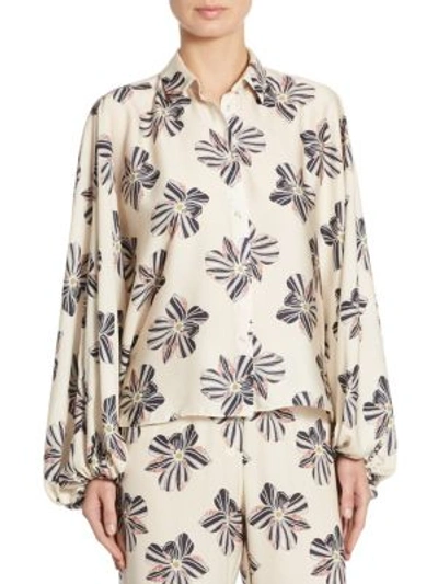Alexis Keren Button-front Floral Top, Floral In Ivory Flower
