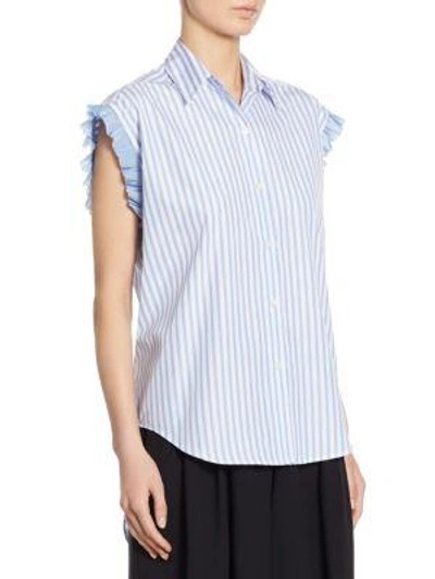 Shop Tome Striped Lace-up Back Shirt In Blue Grey