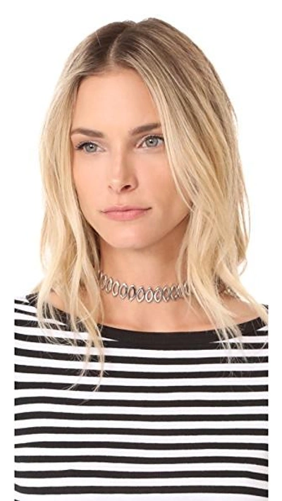 Shop Rebecca Minkoff Navette Metal Choker Necklace In Silver