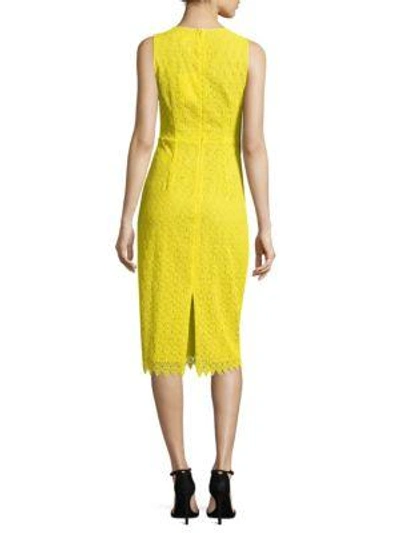 Shop Diane Von Furstenberg Textured V-neck Sheath Dress In Acid Yellow
