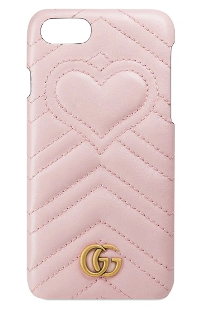 Shop Gucci Gg Marmont Leather Iphone 7 Case In Perfect Pink