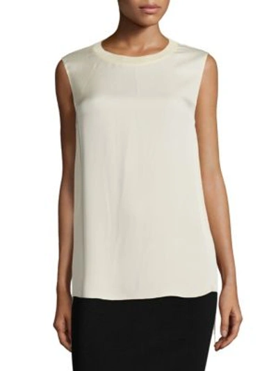 Vince Ribbed Sleeveless Silk Tank In Bleached