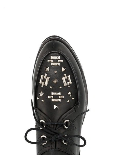 Shop Valentino Embellished Derby Shoes In Black