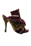 N°21 SEQUIN EMBELLISHED BOW MULES IN METALLICS, RED.,8056