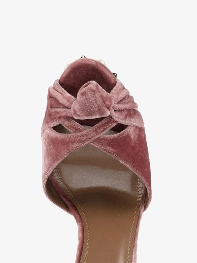 Shop Aquazzura Pink Harlow 140 Velvet Platform Sandals In Pink&purple