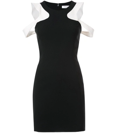 Shop Mugler Black & White Shoulder Cut Out Dress In Black/white
