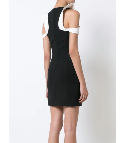 Shop Mugler Black & White Shoulder Cut Out Dress In Black/white