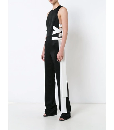 Shop Galvan Black & White Laced Jumpsuit In Black/white