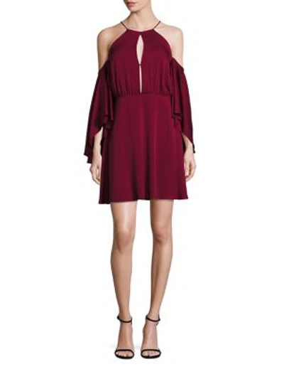 Shop Milly Melody Cold-shoulder Silk Dress In Bordeaux