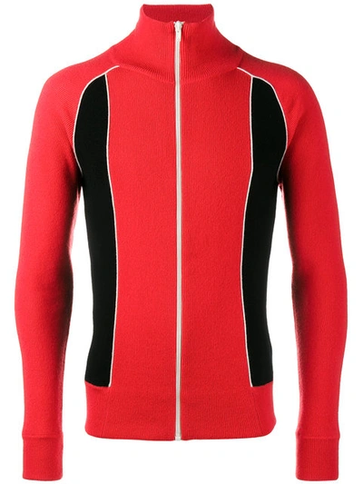 Valentino Wool-cashmere Zip-up Sweater In Red