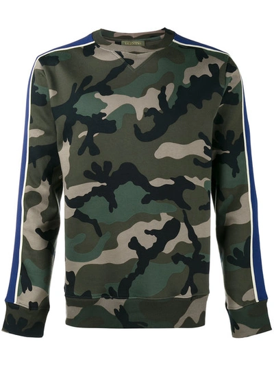 Valentino Slim-fit Camouflage-print Cotton-blend Jersey Sweatshirt In Army Green