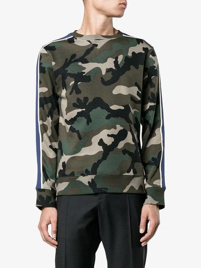 Shop Valentino Camouflage Sweatshirt In Green