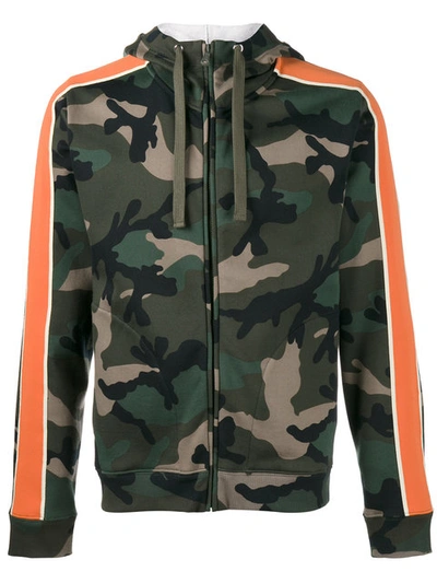 Valentino Camouflage-print Cotton-blend Hooded Sweatshirt In Military Green