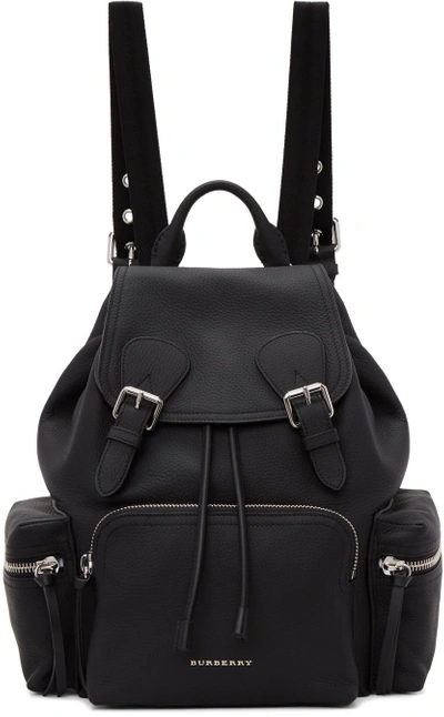 Shop Burberry Black Leather Rucksack