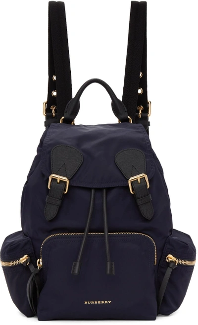 Shop Burberry Navy Medium Nylon Rucksack In Ink Blue