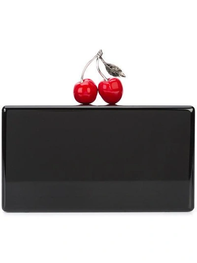 Edie Parker Jean Cherry-topped Acrylic Clutch In Black