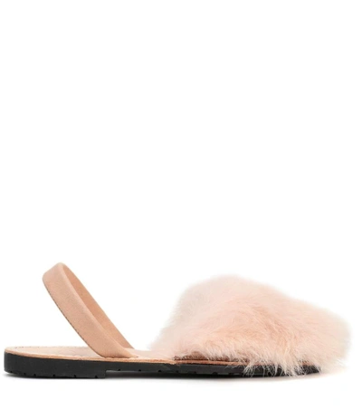 Shop Del Rio London Exclusive To Mytheresa.com - Classic Fur And Suede Sandals In Pink