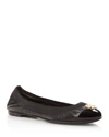 Tory Burch Jolie Cap Toe Leather Ballet Flats In Black/gold