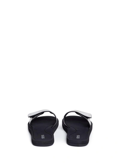 Shop Michael Kors 'mk' Logo Perforated Mirror Band Slide Sandals