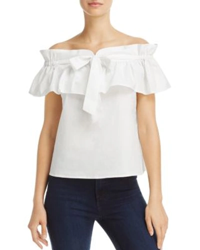 Joa Off-the-shoulder Ruffled-drawstring Top - 100% Exclusive In White