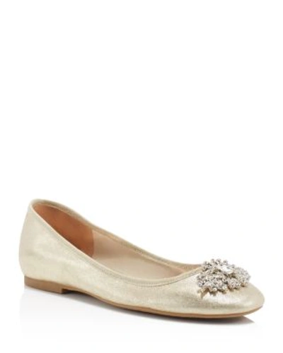 Shop Badgley Mischka Abella Metallic Jewel Flats In Platino