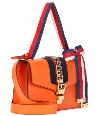 Shop Gucci Sylvie Leather Shoulder Bag In Orange
