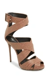 Giuseppe Zanotti 'coline' Snake Embossed Leather Sandal (women) In Terra