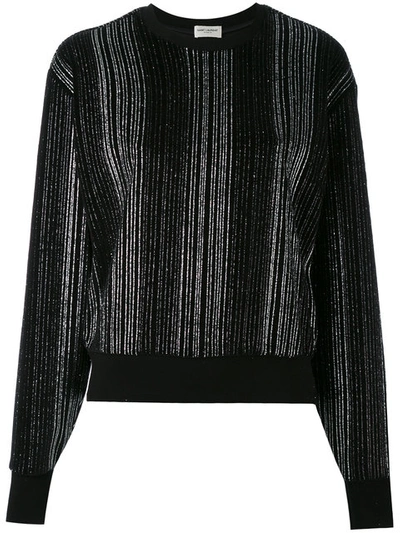 Shop Saint Laurent Metallic Pleated Sweater - Black