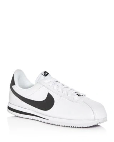Shop Nike Men's Cortez Leather Low-top Sneakers In White/black