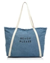 MILLY Beach Please Canvas Tote,2546824BLUE/NATURAL