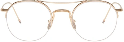 Shop Thom Browne Gold Tb-903 Glasses